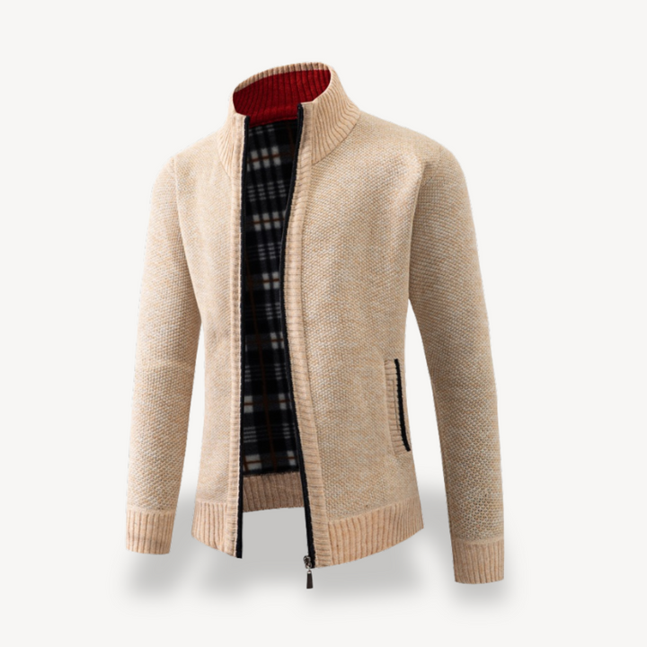 Men's Sherpa Lined Full Zip Cardigan Sweater | Loravelle