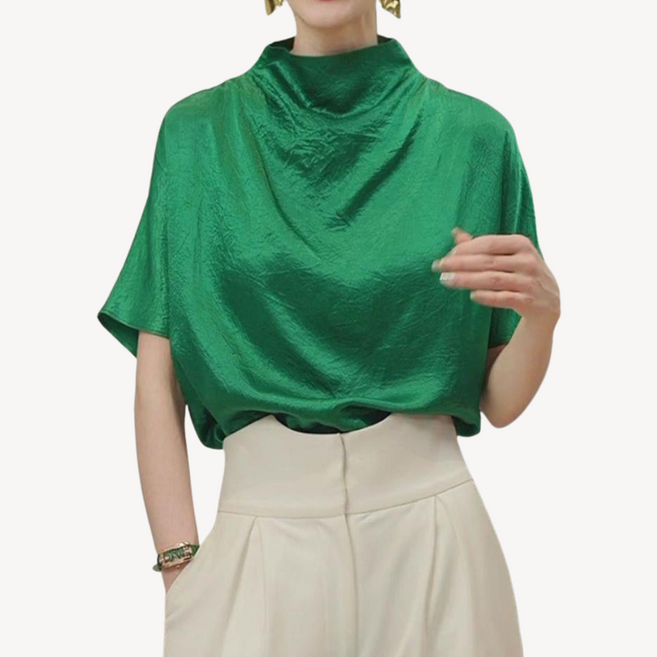 Women’s Satin High-Neck Top | Loravelle