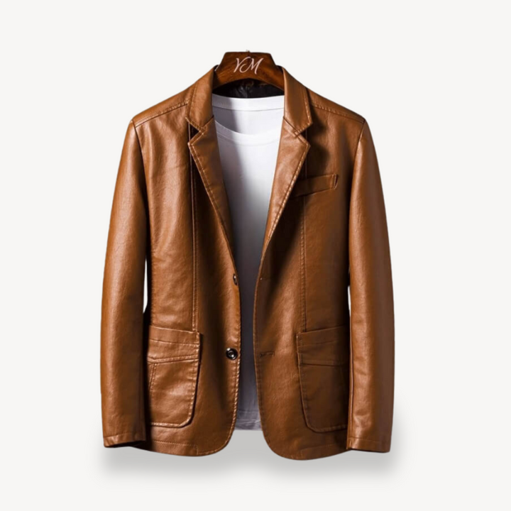 Men's Faux Leather Blazer Jacket | Loravelle