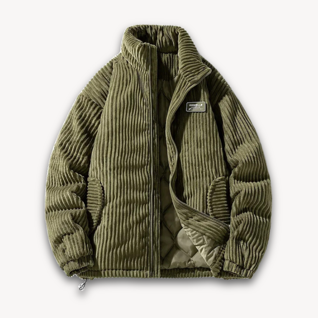 Loravelle | Men's Corduroy Quilted Jacket - Winter Warmth & Urban Style - Adult Outerwear