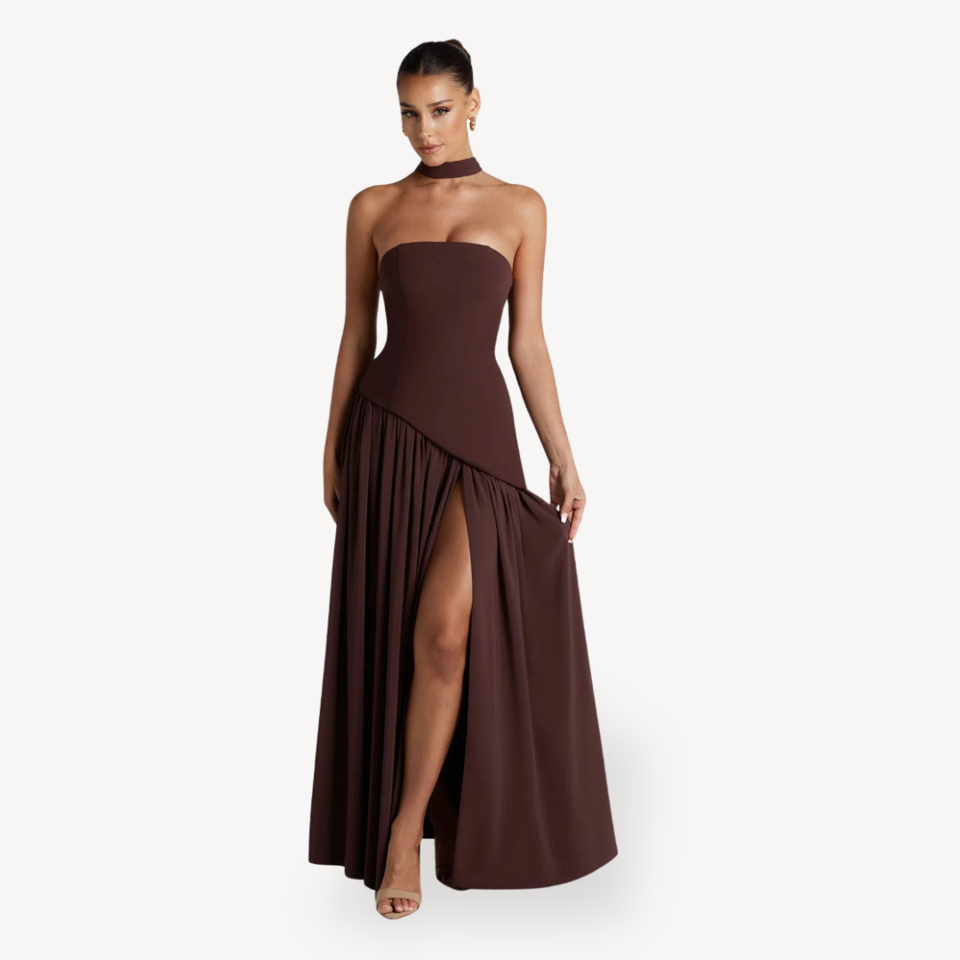 Women's Strapless Slit Maxi Dress | Loravelle