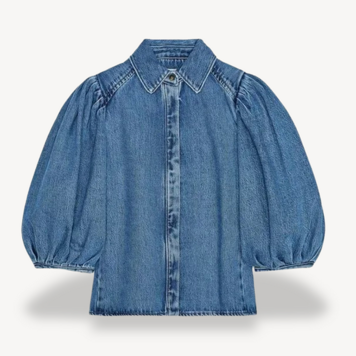 Denim Puff Sleeve Shirt | Loravelle
