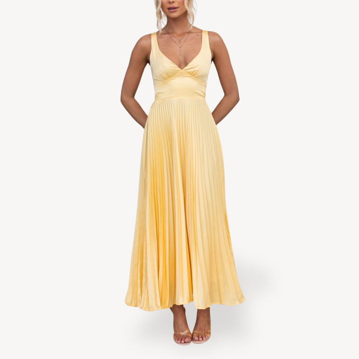 Women's Pleated Chiffon Midi Dress | Loravelle
