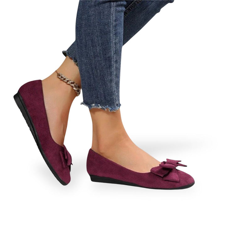 Suede Bow Orthopedic Flats Women | Loravelle