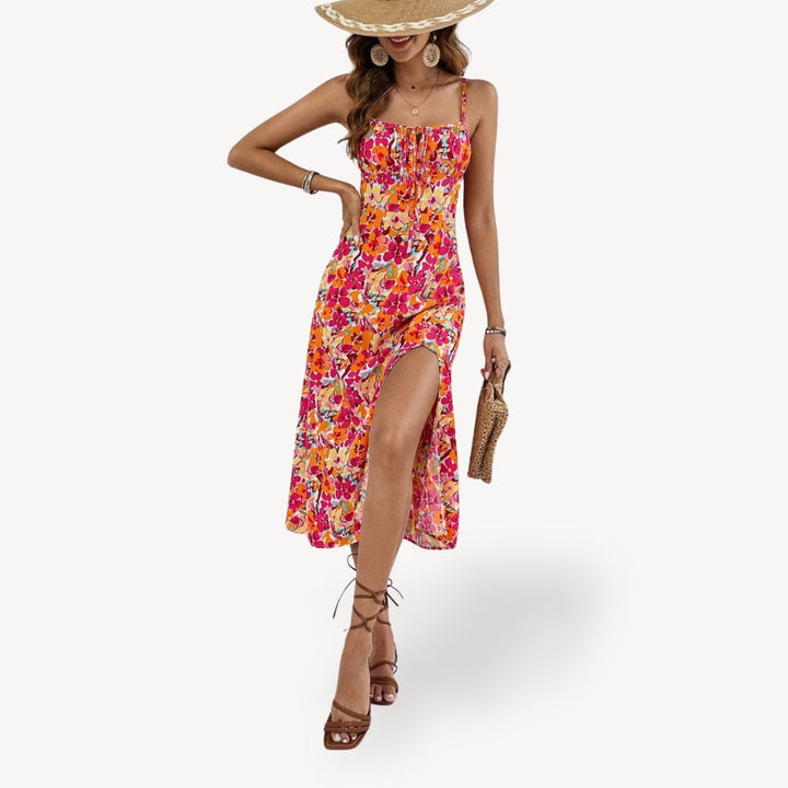 Floral Print Midi Dress Women | Loravelle