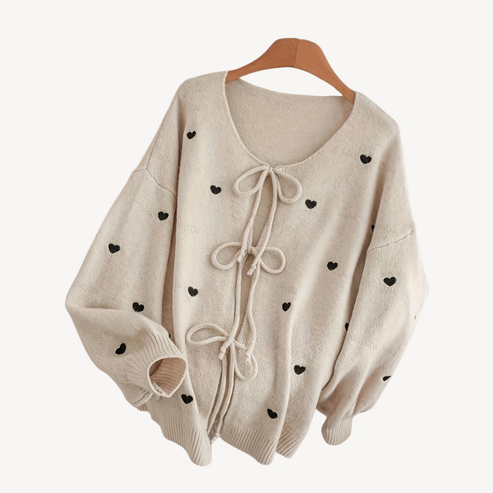 Heart Print Cotton Cardigan for Women | Loravelle
