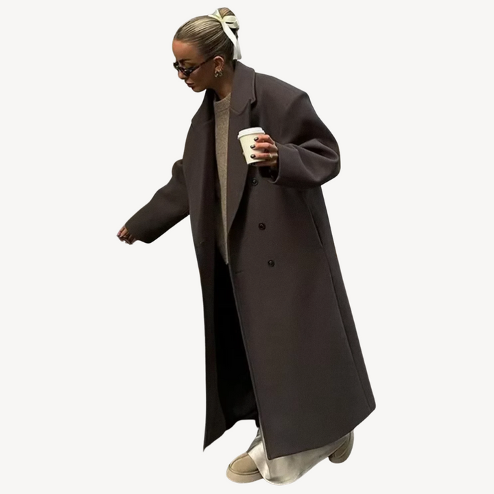 Women's Wool Blend  Button Front Long Coat | Loravelle