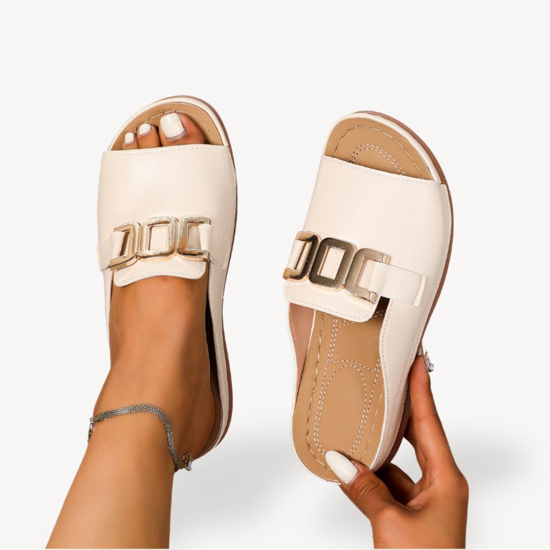 Orthopedic Buckle Flat Sandals Women | Loravelle