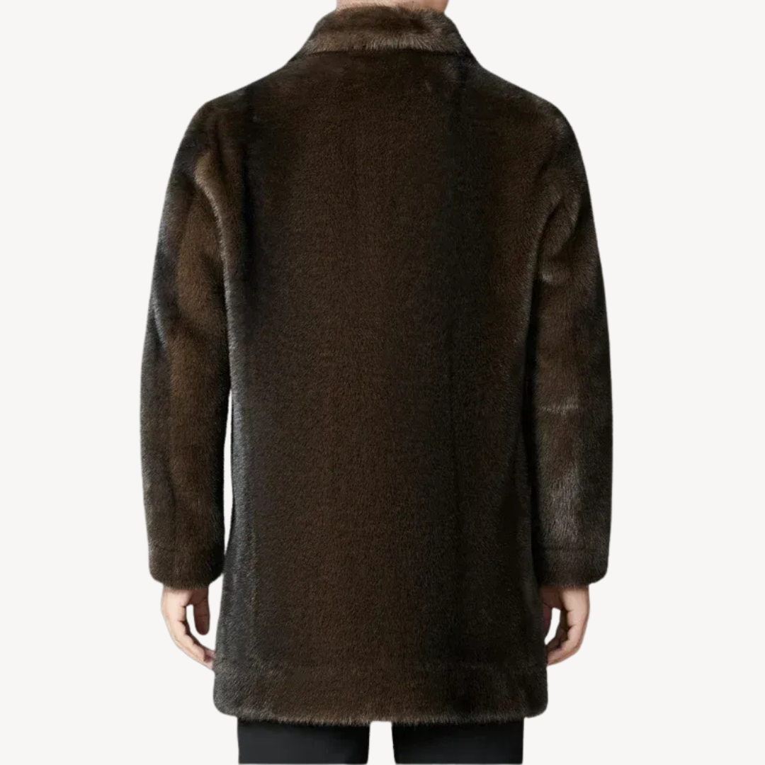 Men's Faux Fur Double-Breasted Overcoat | Loravelle