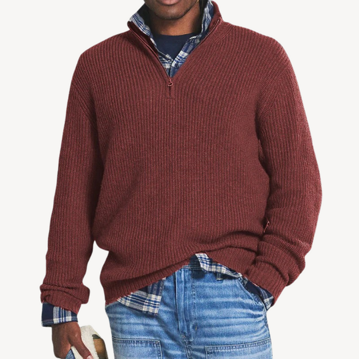 Men’s Half-Zip Cotton Sweater | Loravelle