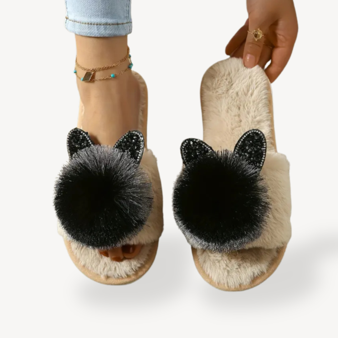 Women's Orthopedic Fluffy Pom Pom House Slippers | Loravelle