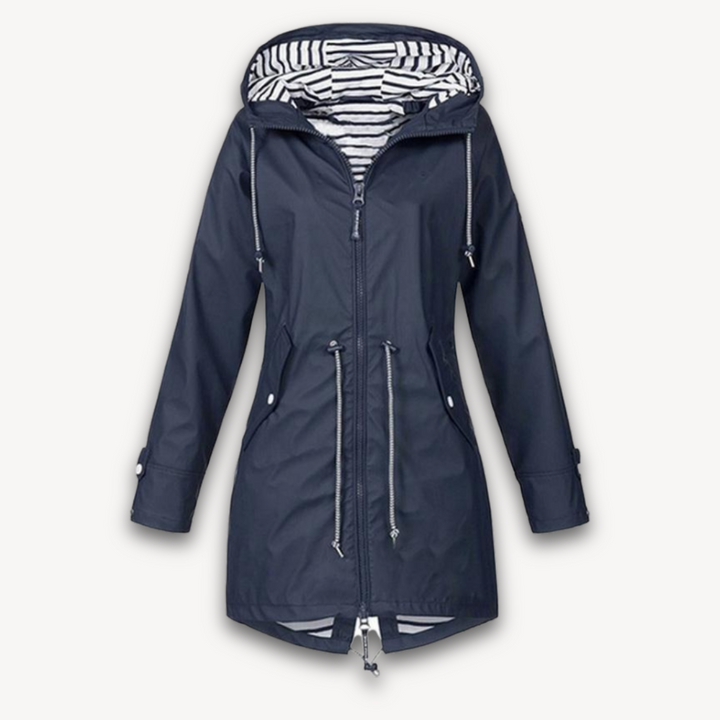 Loravelle | Waterproof Women's Hooded Rain Jacket with Drawstring Waist