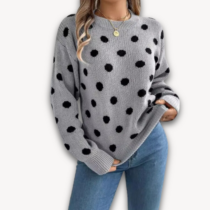 Loravelle | Women's Polka Dot Knit Sweater - Soft Acrylic Blend, Casual and Stylish