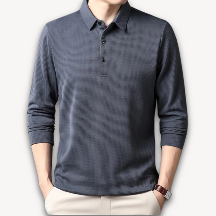 Loravelle | Men's Business Casual Polo T-Shirt - Comfortable Long Sleeve Summer Top