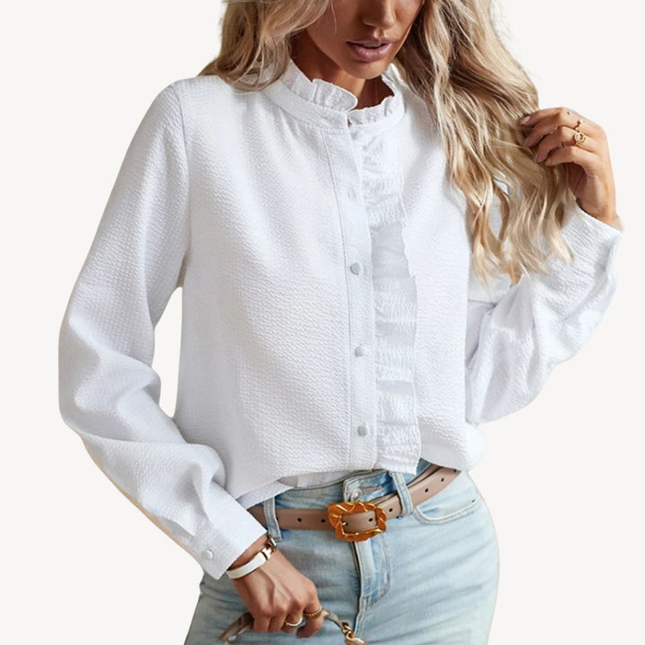 Striped Ruffle Blouse Women Cotton | Loravelle