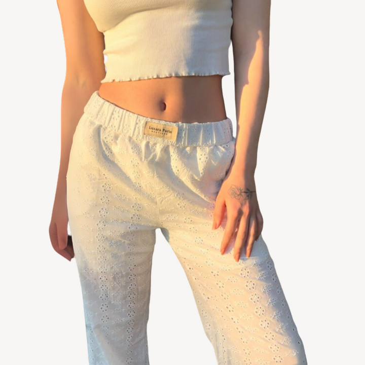 Women’s Summer Eyelet Cotton Pants | Loravelle