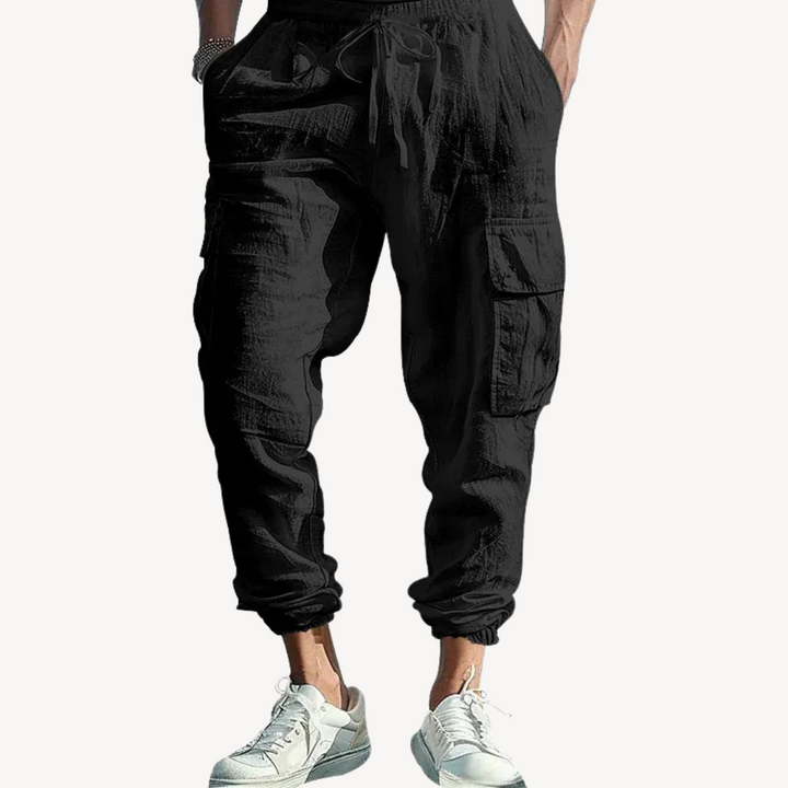 Linen Cargo Joggers Pants Men | Loravelle