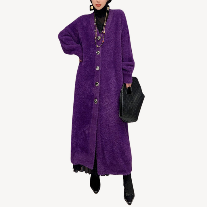 Women’s Long Purple Fuzzy Coat | Loravelle