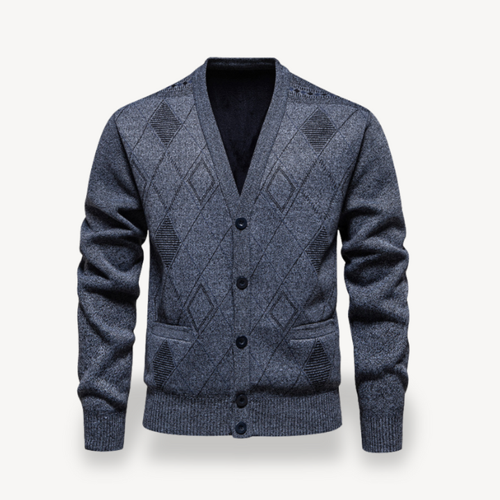 Diamond Knit Cardigan Sweater Men | Loravelle