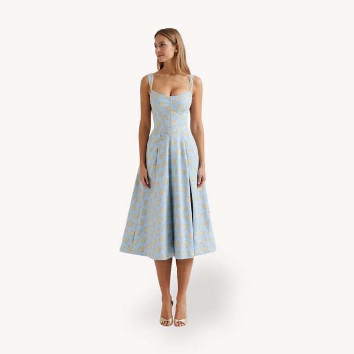 Women's Floral Print Midi Dress Cotton | Loravelle