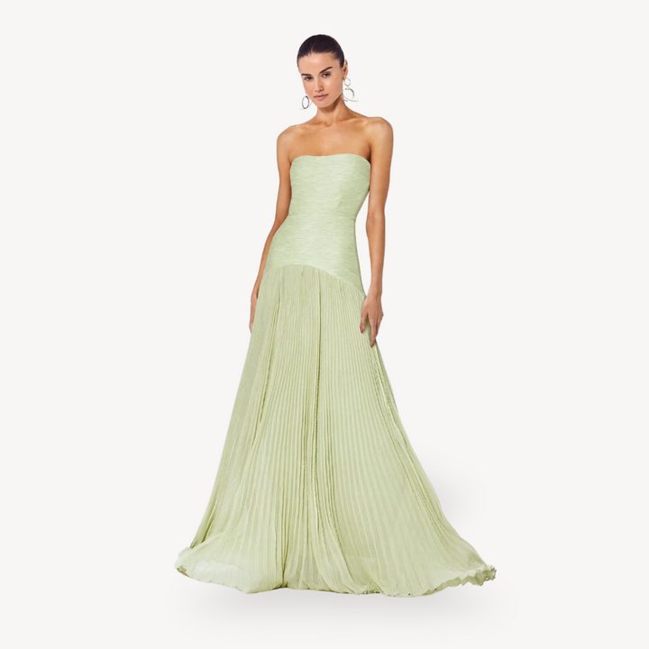 Women's Pleated Chiffon Strapless Maxi Dress | Loravelle
