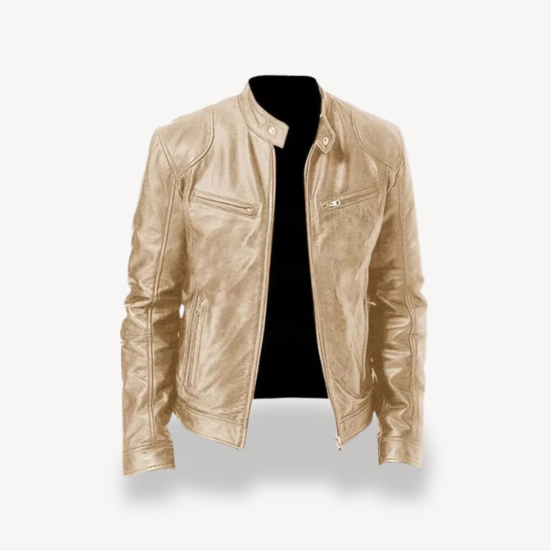 Men's Leather Zip-up Biker Jacket | Loravelle