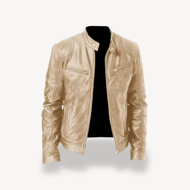 Men's Leather Zip-up Biker Jacket | Loravelle