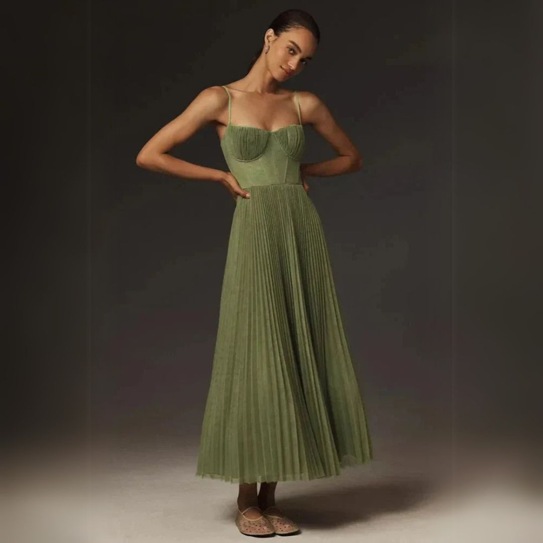 Pleated Midi Dress Women | Loravelle