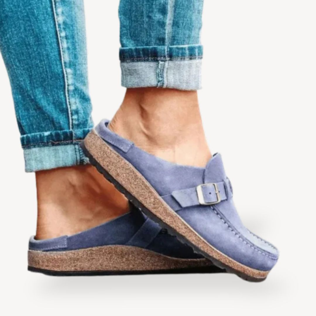 Women's Orthopedic Suede Comfort Buckle Slip-On Clogs | Loravelle