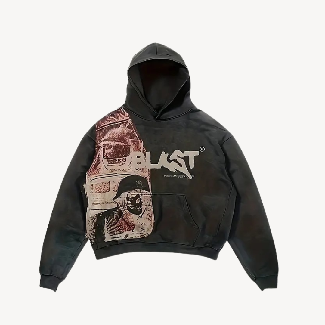Men's Black Graphic Print Hoodie | Loravelle