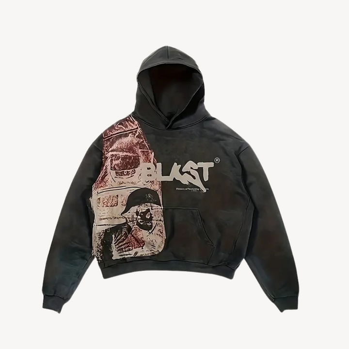 Men's Black Graphic Print Hoodie | Loravelle