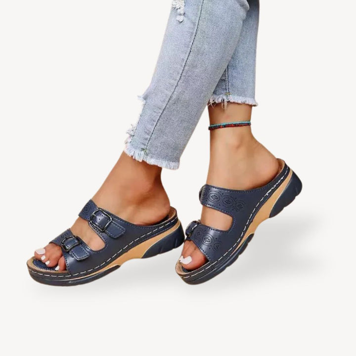 Orthopedic Comfort Buckle Sandals PU Women | Loravelle