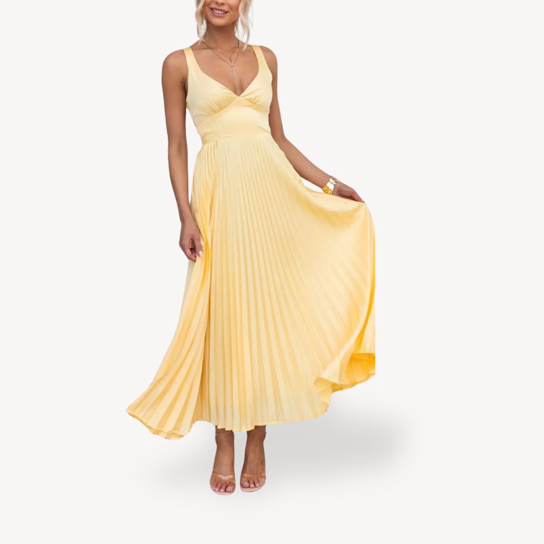 Women's Pleated Cutout Midi Dress | Loravelle