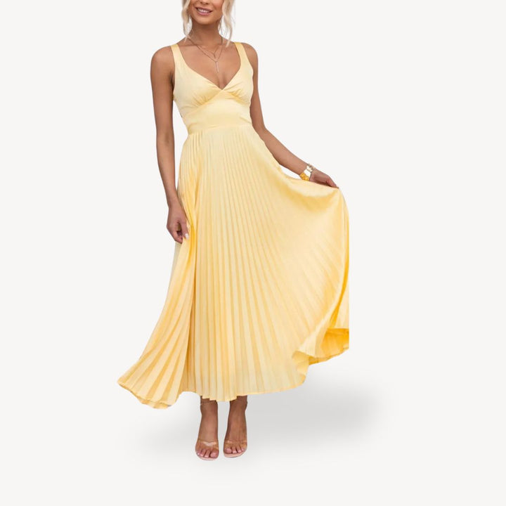 Women's Pleated Cutout Midi Dress | Loravelle