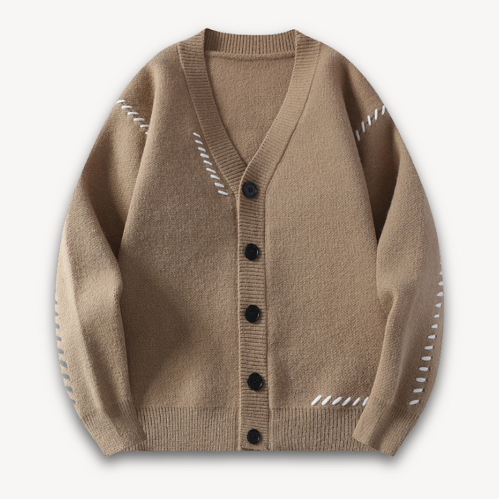 Loravelle | Men's Knitted Cardigan Sweater - Button-Up, Soft Wool Blend, Casual Winter Wear