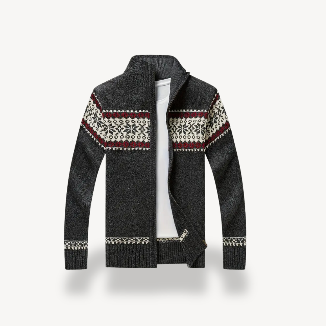 Nordic Knit Full-Zip Sweater Men | Loravelle