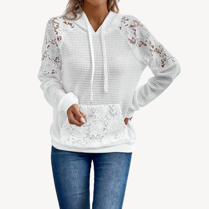 White Lace Hoodie for Women | Loravelle