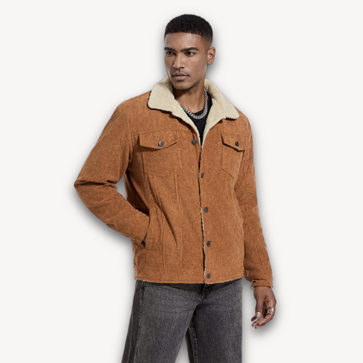 Loravelle | Men's Corduroy Sherpa-Lined Jacket - Winter Warm Casual Coat