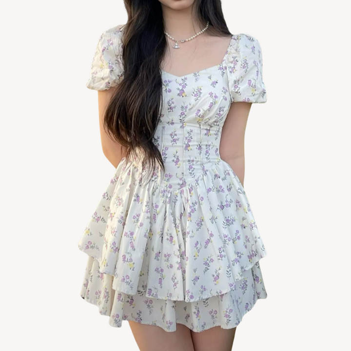 Loravelle | Women's Floral Cotton Ruffle Mini Dress