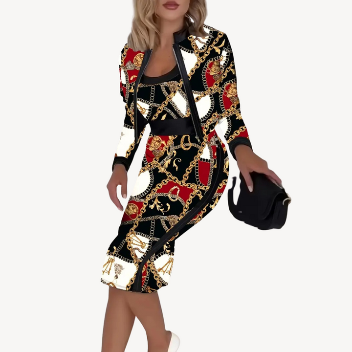 Women’s Chain Print Dress & Jacket Set | Loravelle