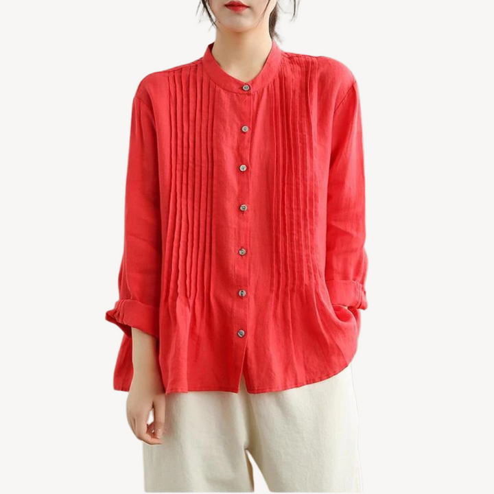 Women's Pleated Linen Blouse | Loravelle