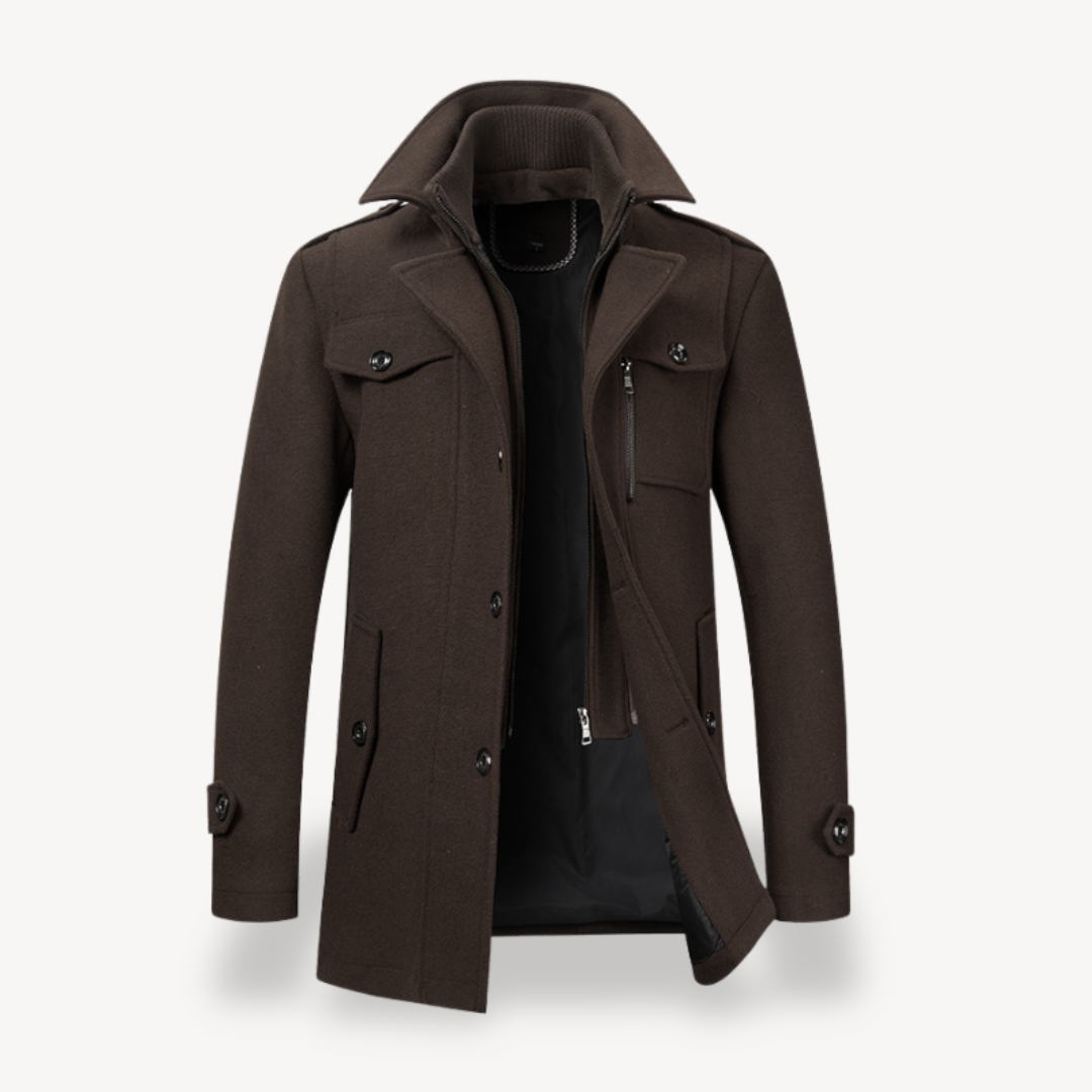 Double-Breasted Wool Blend Coat Men | Loravelle