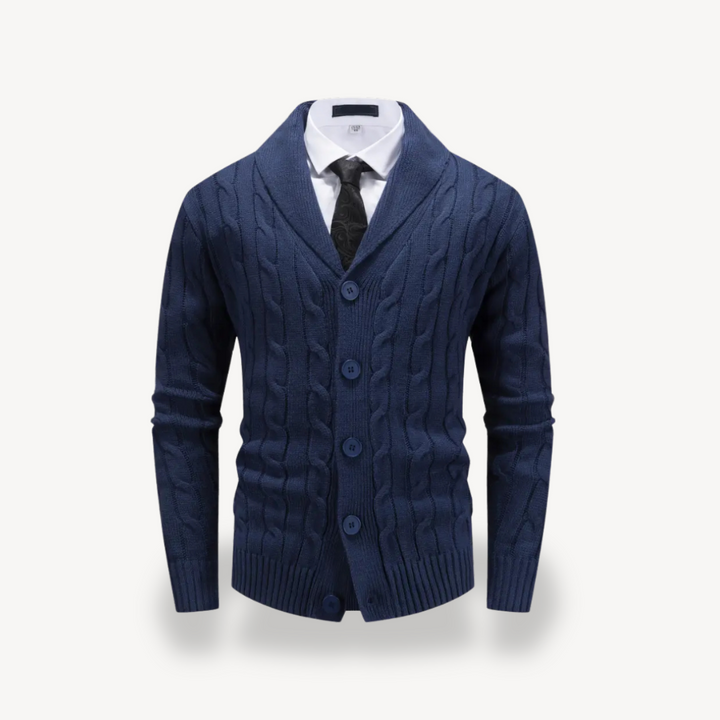 Men's Shawl Collar Cable Knit Cardigan Sweater | Loravelle