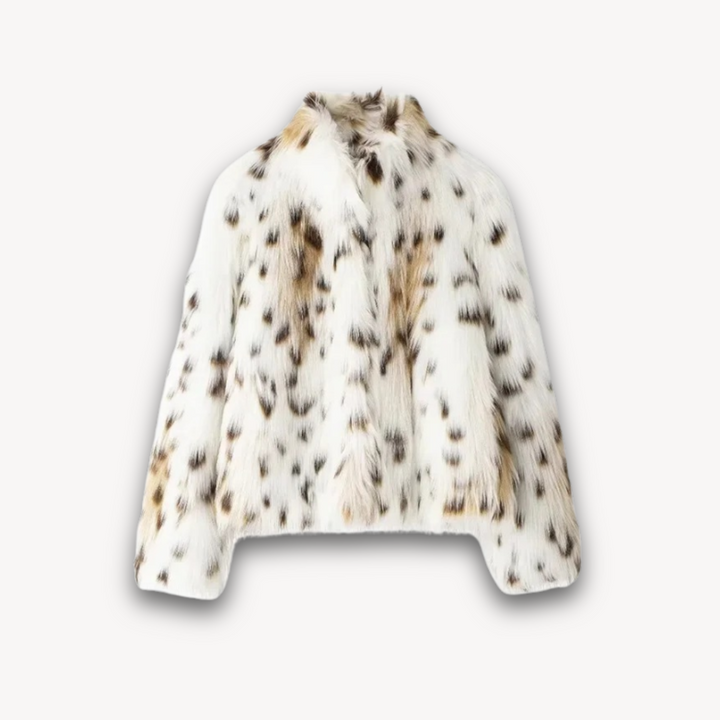 Loravelle | Women's Faux Fur Coat - Leopard Print - Soft Winter Outerwear