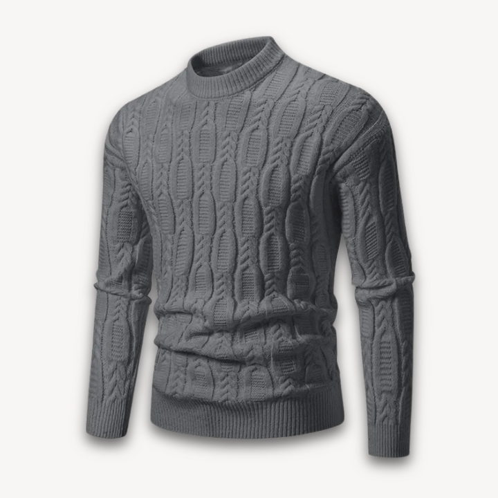 Loravelle Men's Cable Knit Crewneck Sweater - Soft Cotton Blend