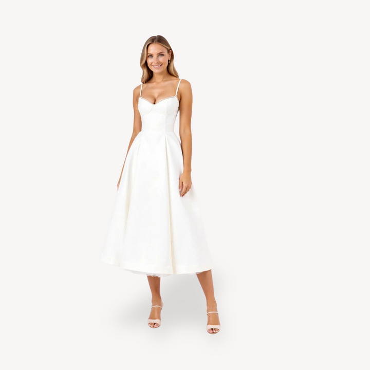 Women's A-Line Midi Dress Cotton Pockets | Loravelle