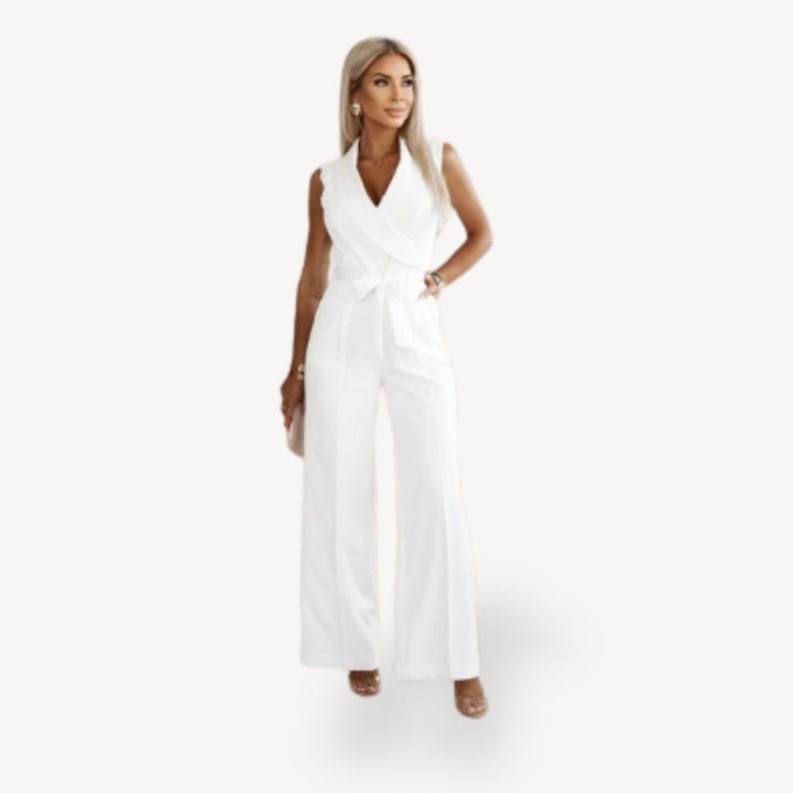 Women's Polyester Blend Elegant Sleeveless Wide Leg Jumpsuit | Loravelle