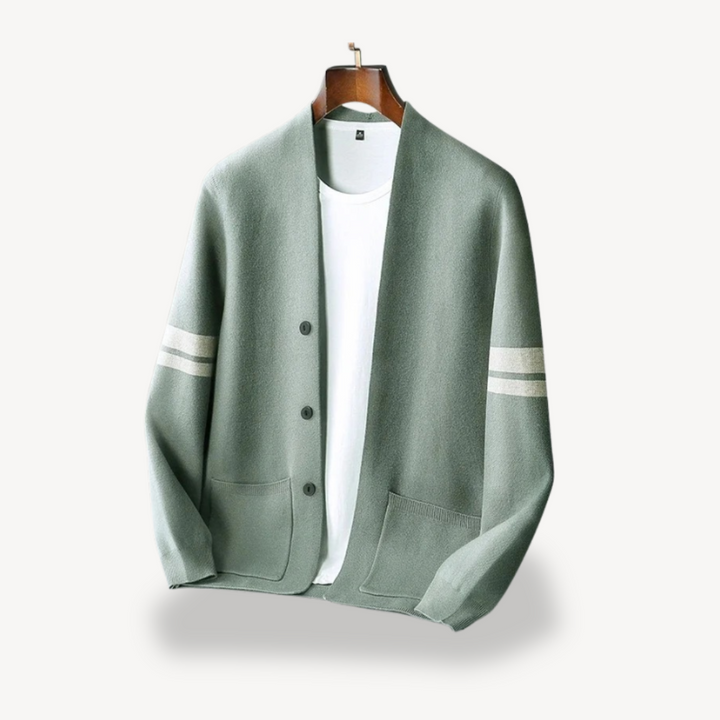 Men's Striped Knit Cardigan | Loravelle