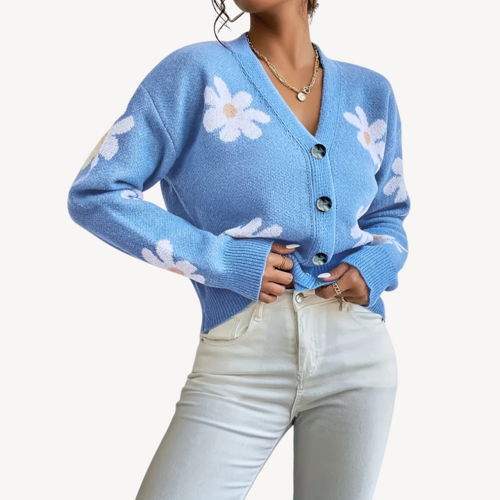Floral Button-Front Cardigan for Women | Loravelle