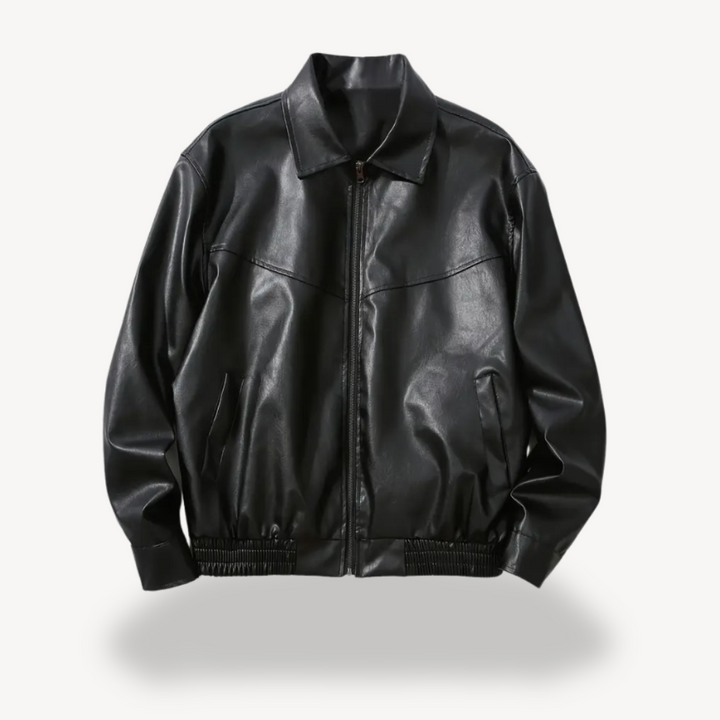 Men's Black Faux Leather Jacket | Loravelle